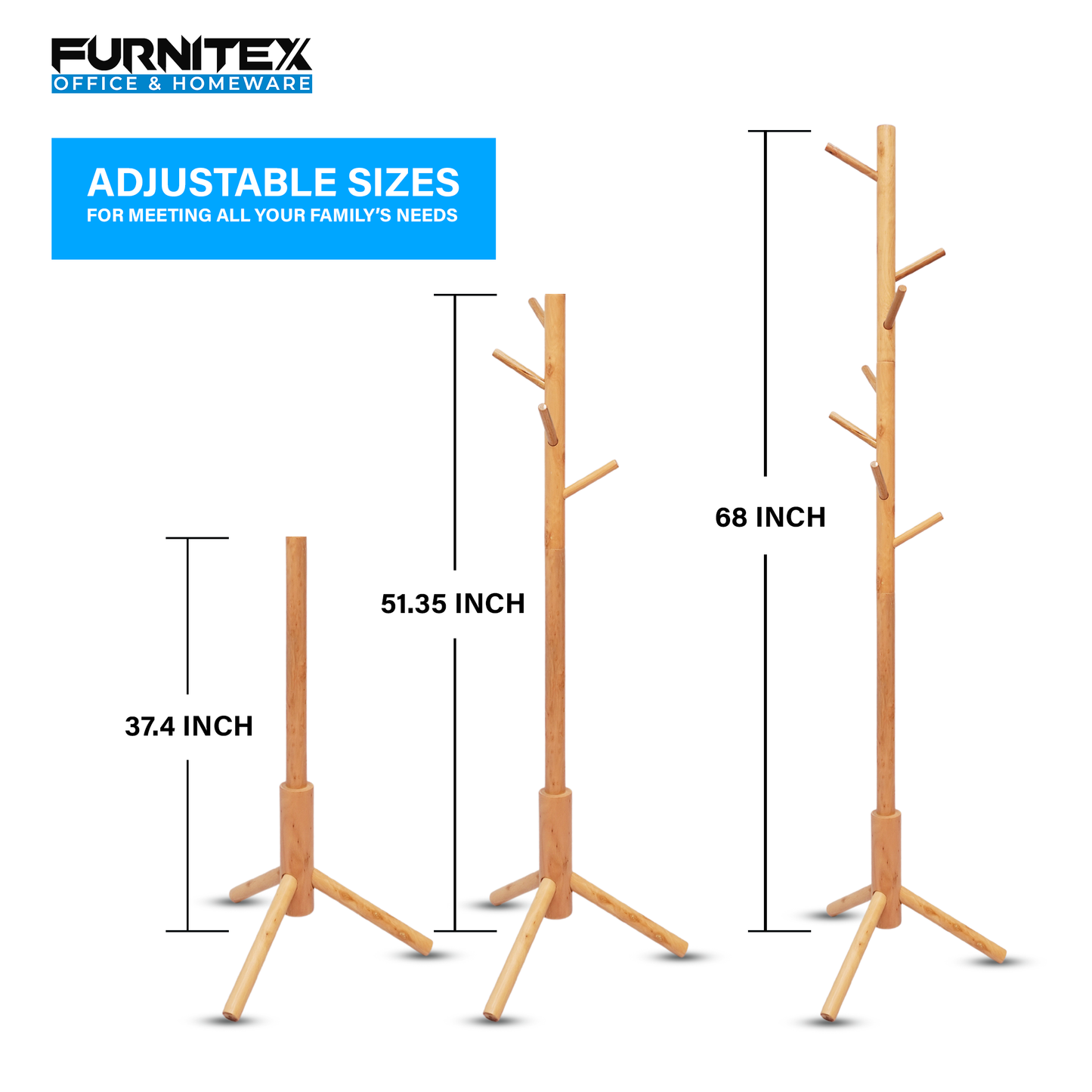 Wooden Coat Rack Stand with 8 Hooks (FT-S605)