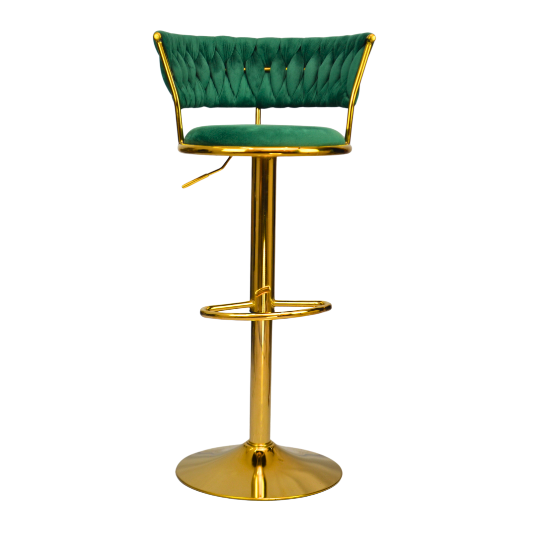 Gold Premium Velvet Bar stool (FT-BJ151) Green