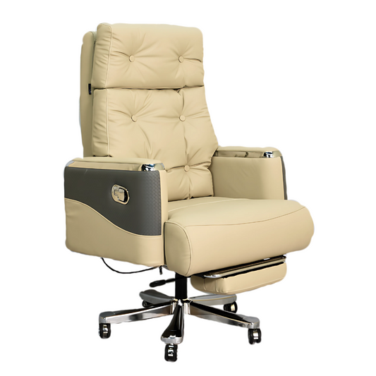 Executive Luxury Boss Chair with Footrest (FT-H0630) Light Cream