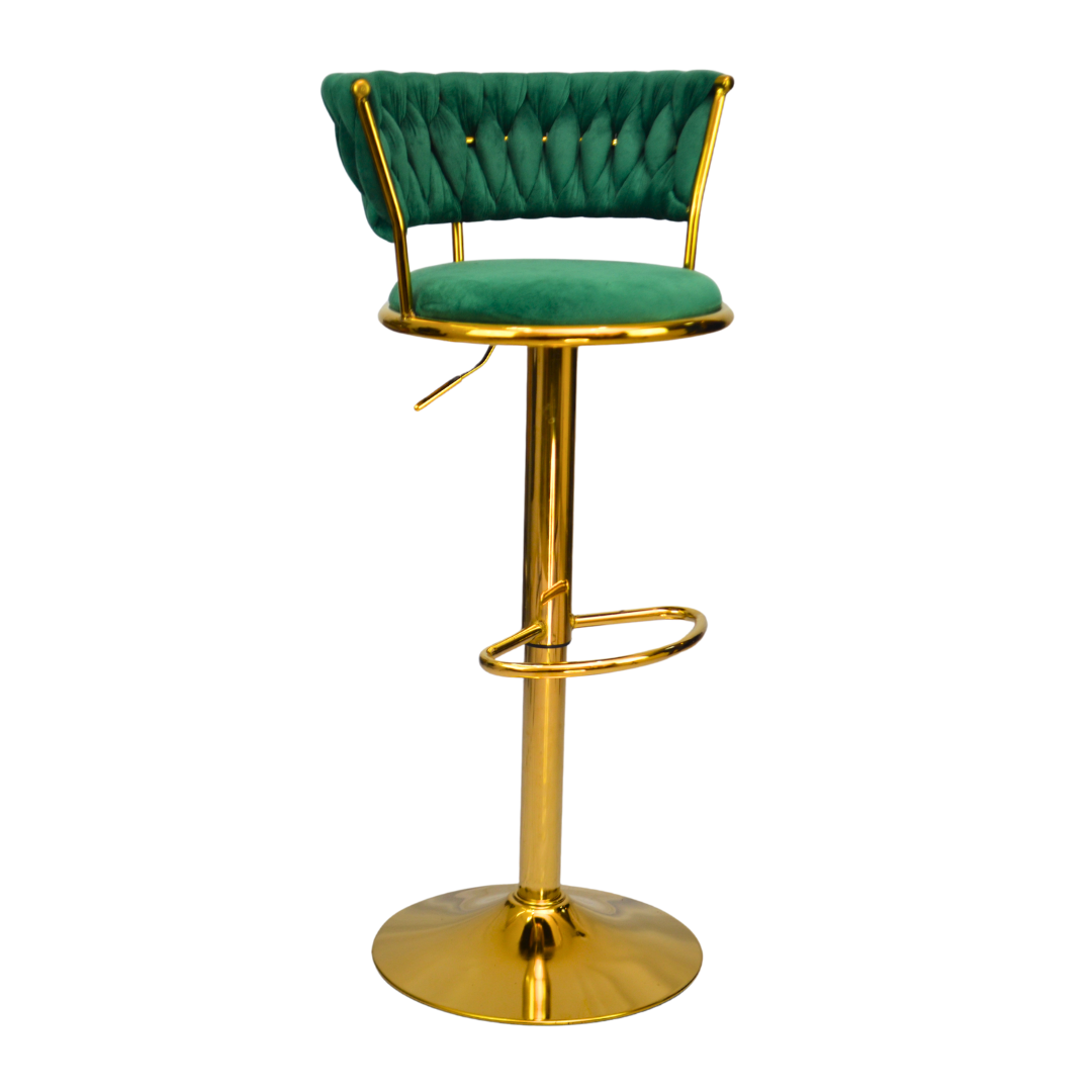 Gold Premium Velvet Bar stool (FT-BJ151) Green