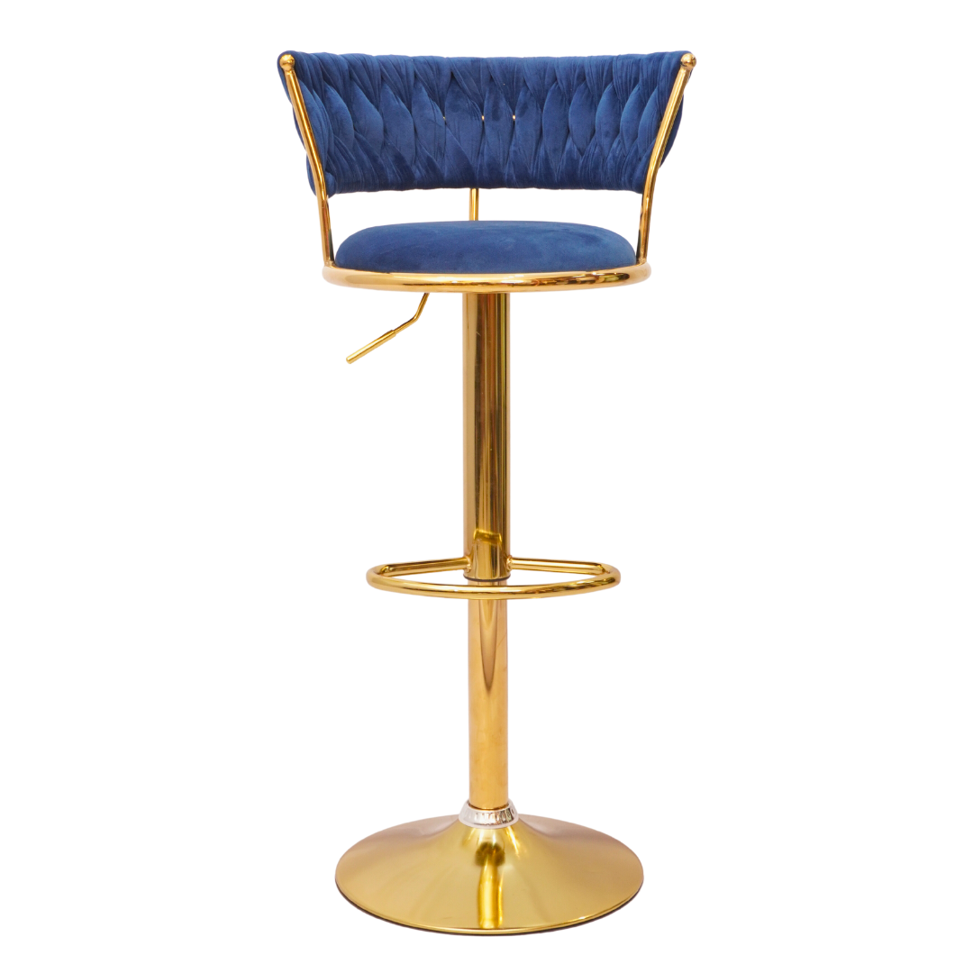 Gold Premium Velvet Bar stool (FT-BJ151) Royal Blue