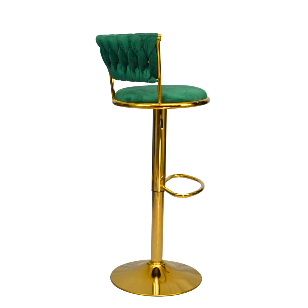 Gold Premium Velvet Bar stool (FT-BJ151) Green