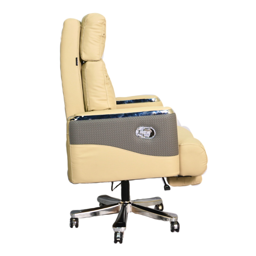 Executive Luxury Boss Chair with Footrest (FT-H0630) Light Cream