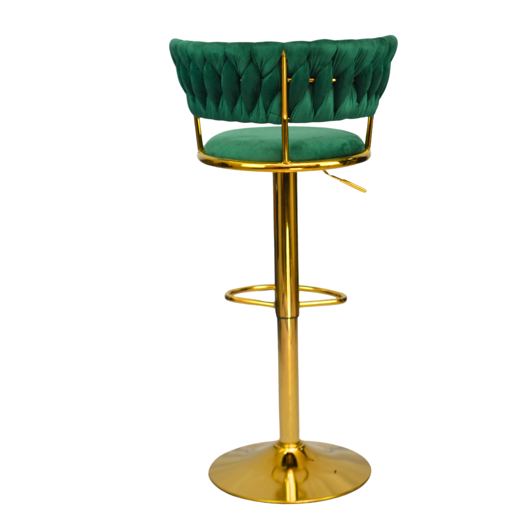 Gold Premium Velvet Bar stool (FT-BJ151) Green