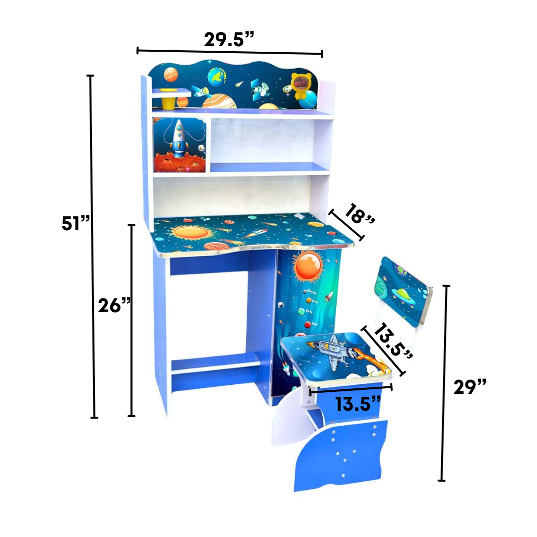 Adjustable Kids Study Table And Chair With Storage Cabinet (FT-KST004)