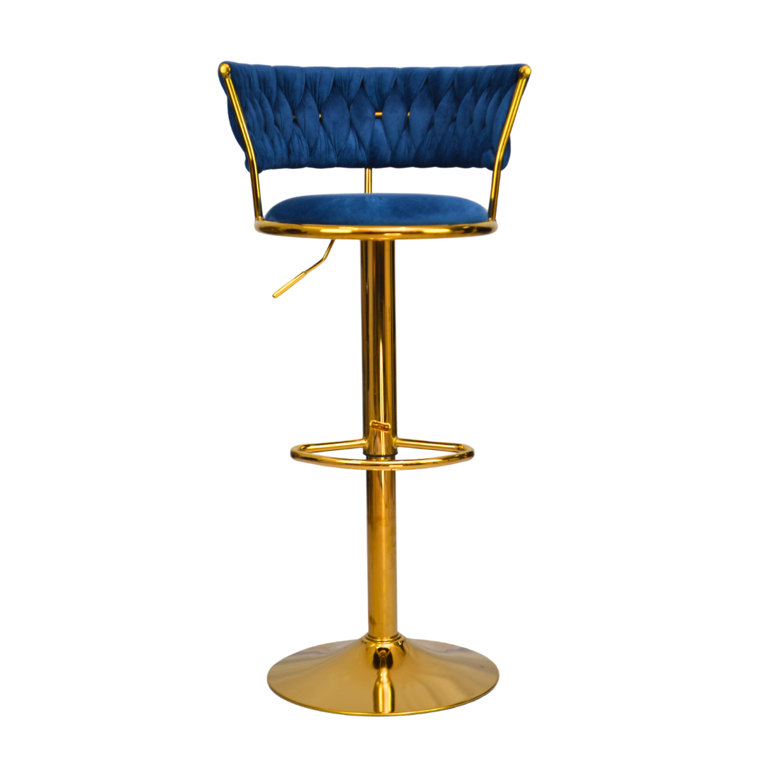 Gold Premium Velvet Bar stool (FT-BJ151) Blue