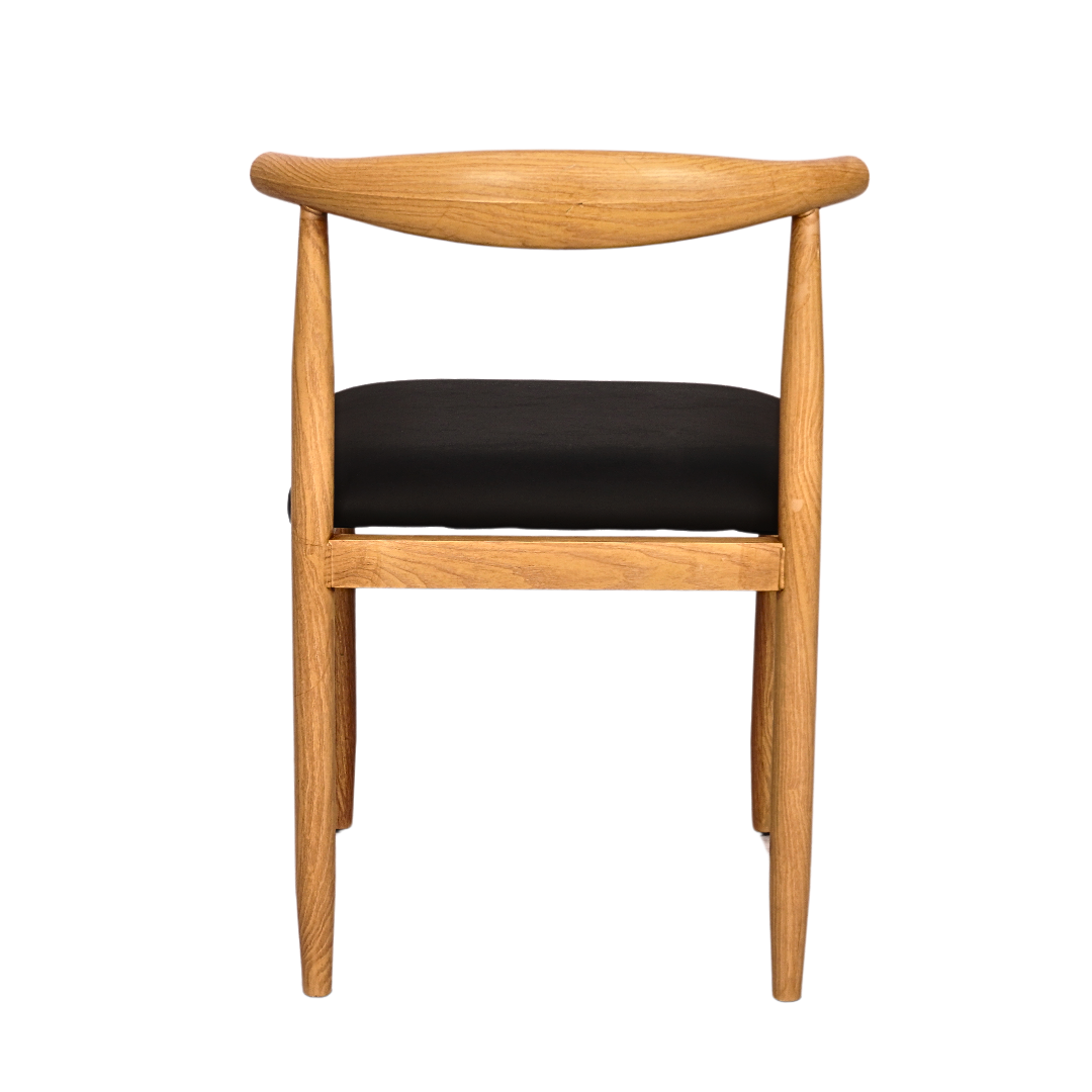Wooden Grain Metal Chair in Natural Finish with Black Vinyl Seat (FT-WMC01)