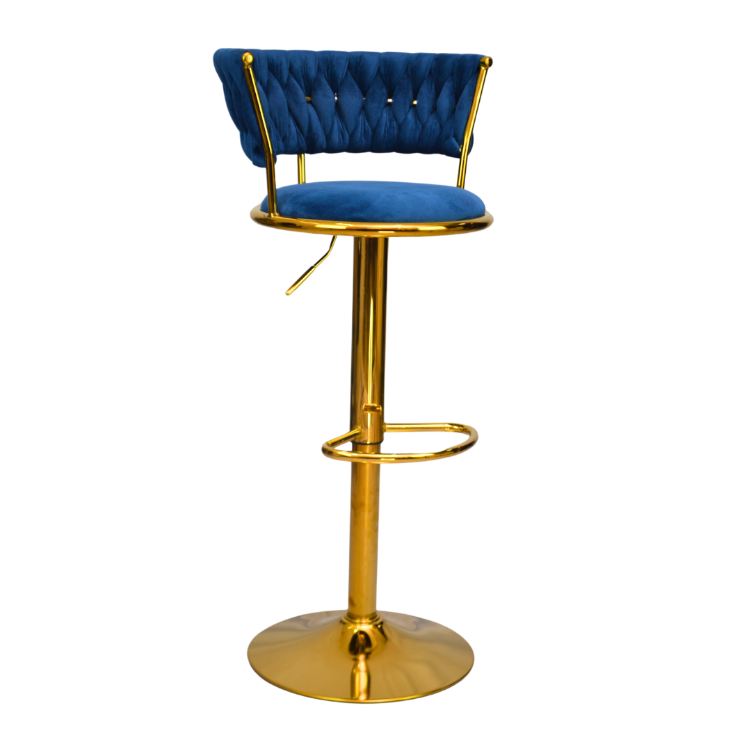 Gold Premium Velvet Bar stool (FT-BJ151) Blue