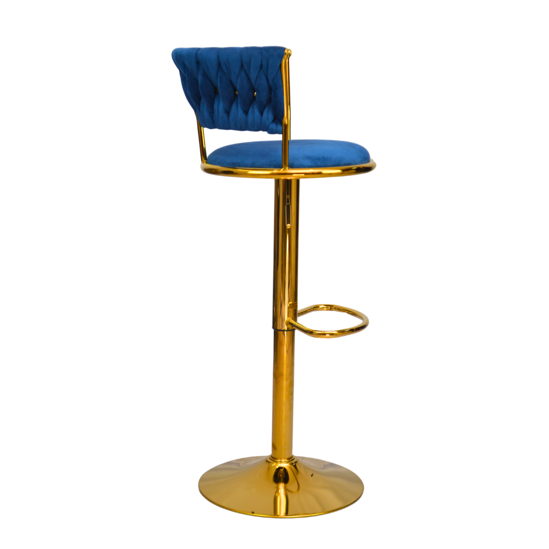 Gold Premium Velvet Bar stool (FT-BJ151) Blue