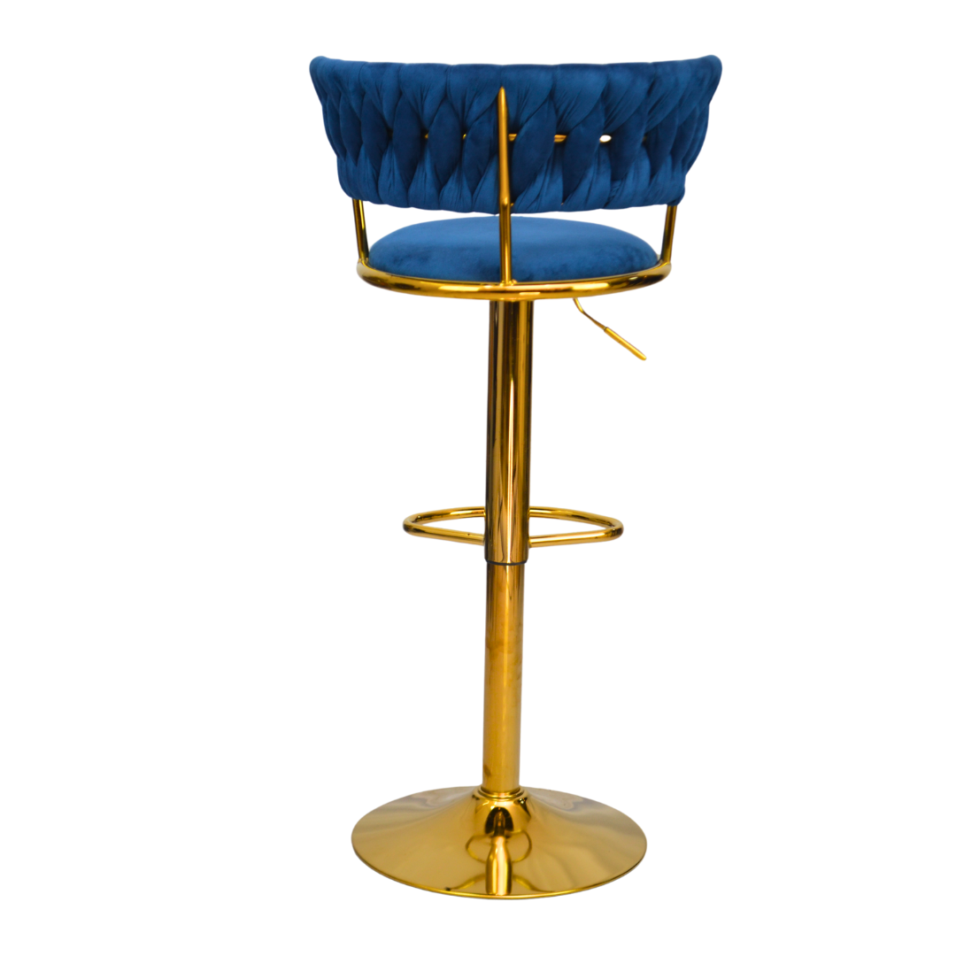 Gold Premium Velvet Bar stool (FT-BJ151) Blue