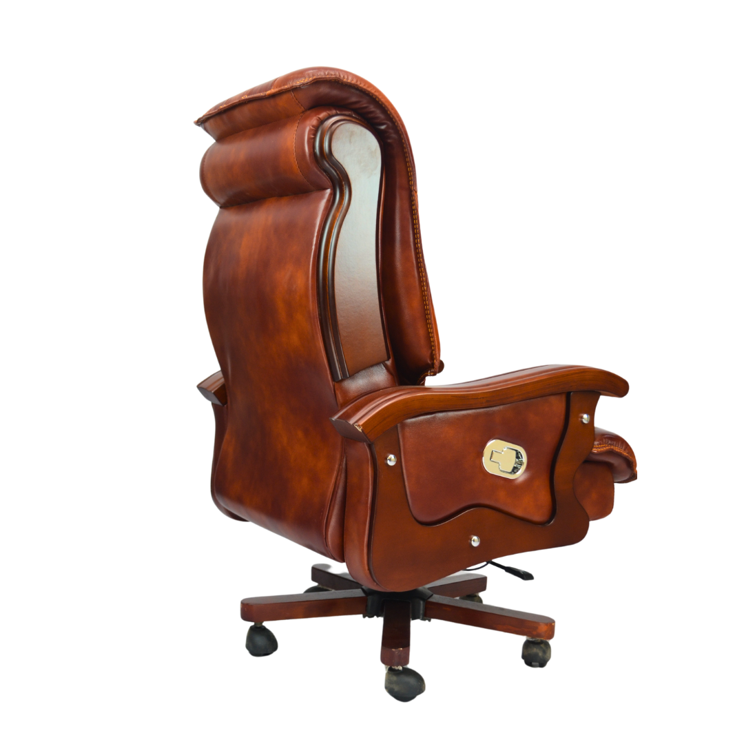 Cowhide Leather Boss Chair (FT-H8052) Left Back Side View
