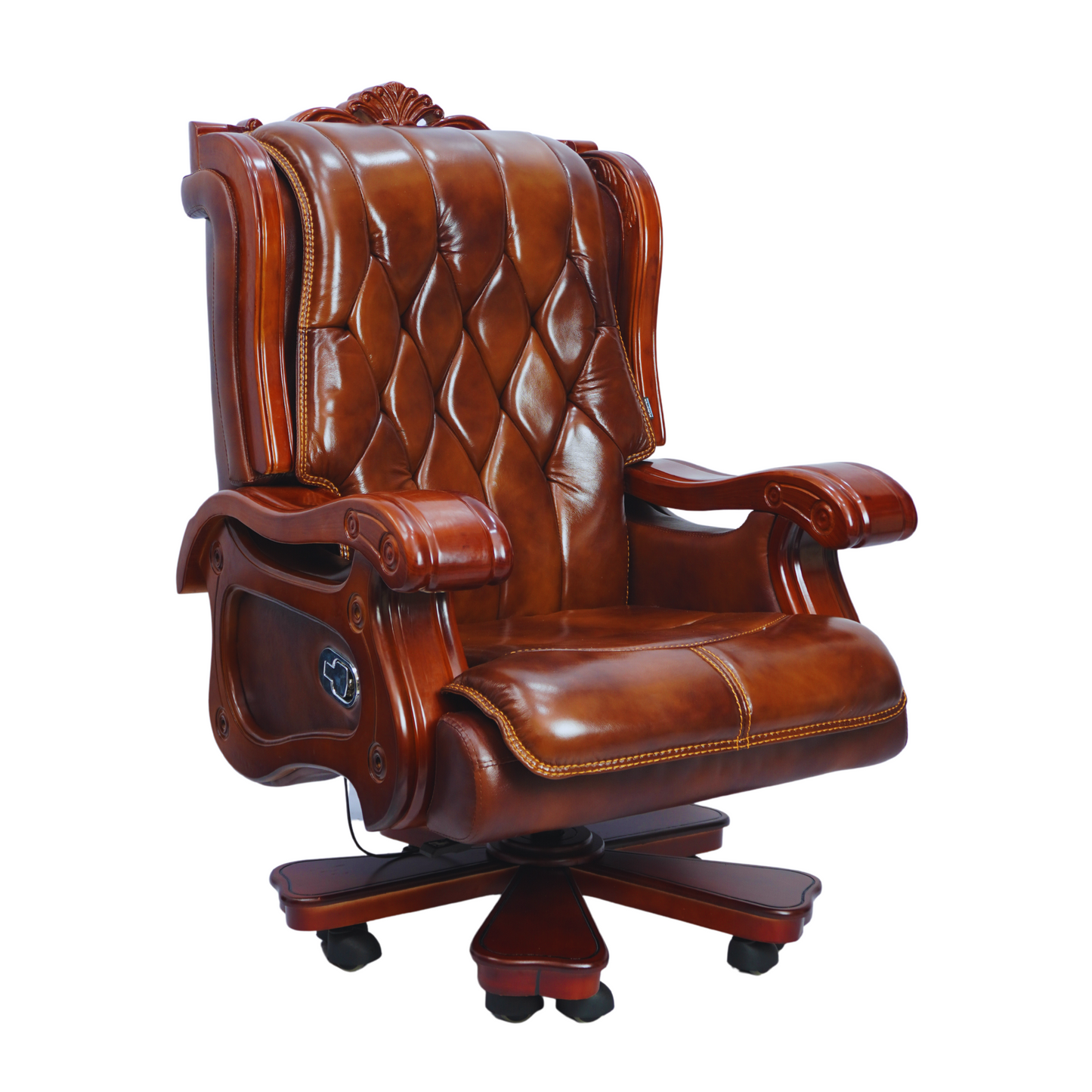 Cowhide Leather Boss Chair Front Side View
