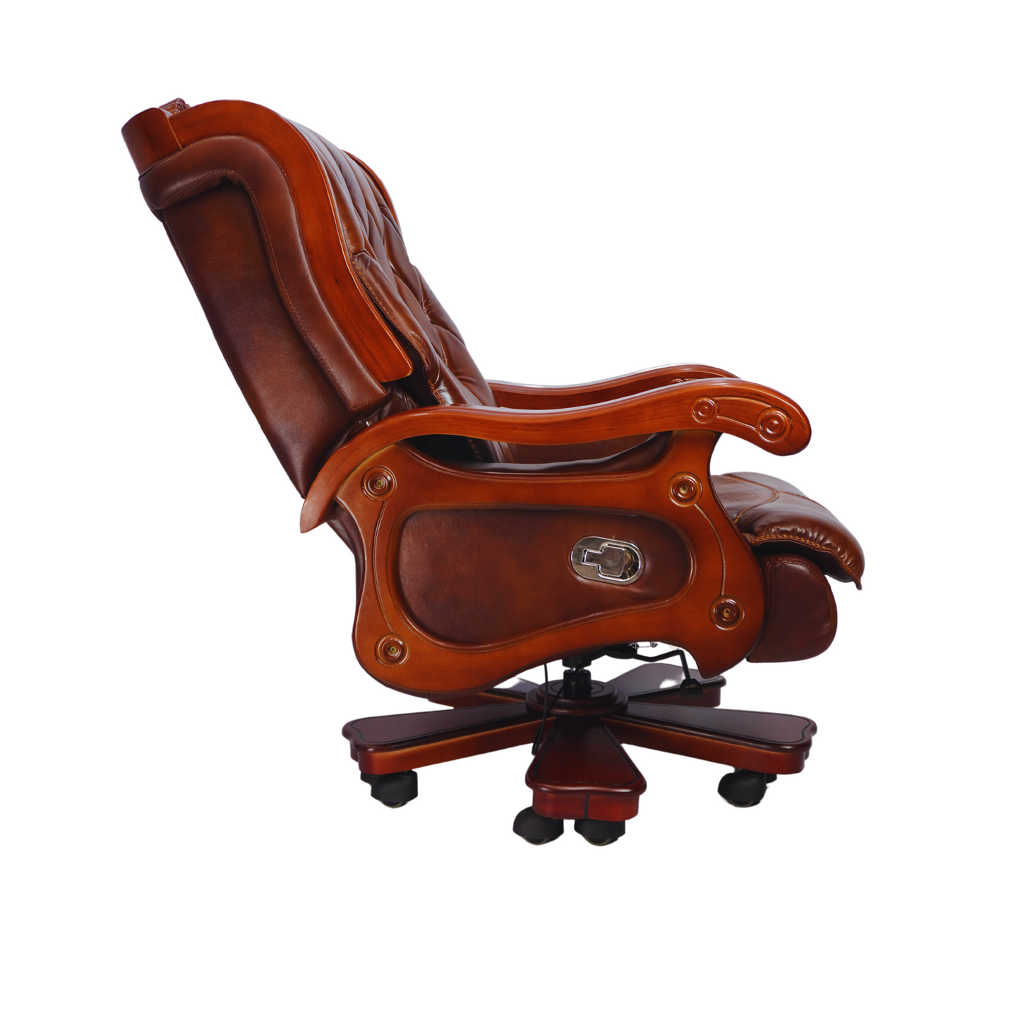 Cowhide Leather Boss Chair Left Back Side 145 degree View