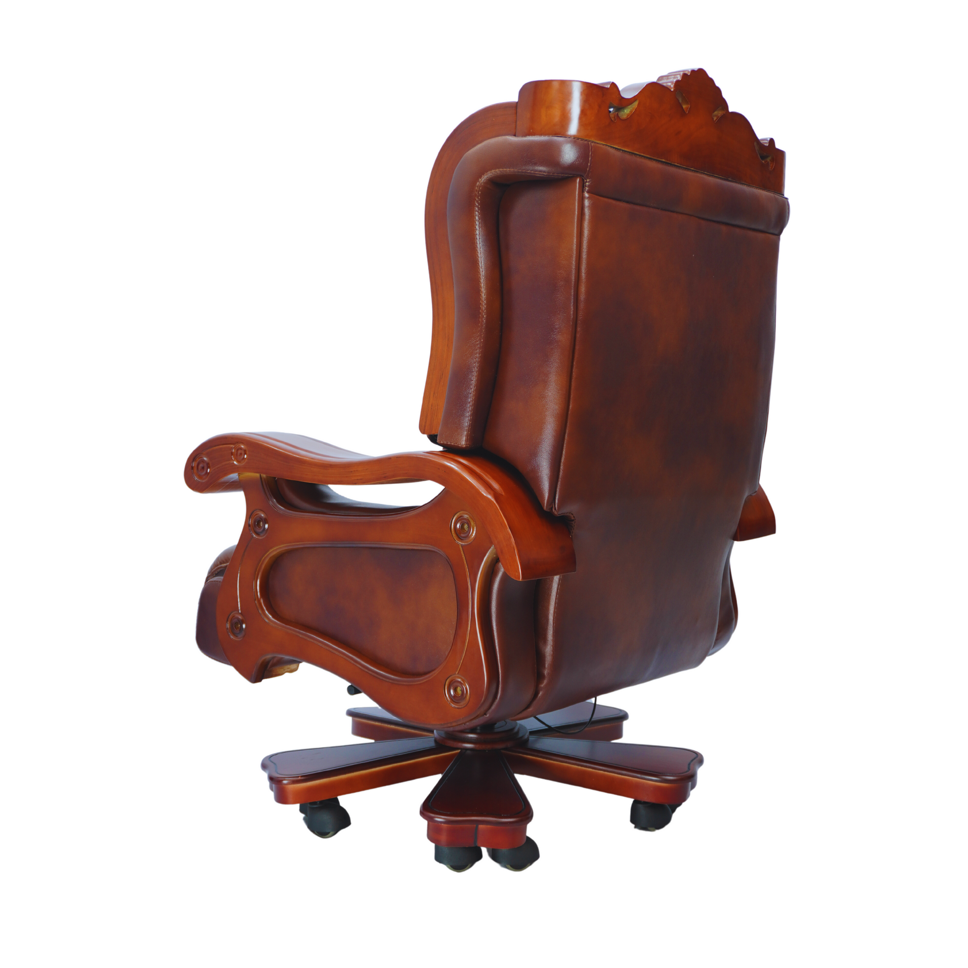 Cowhide Leather Boss Chair Left Back Side View