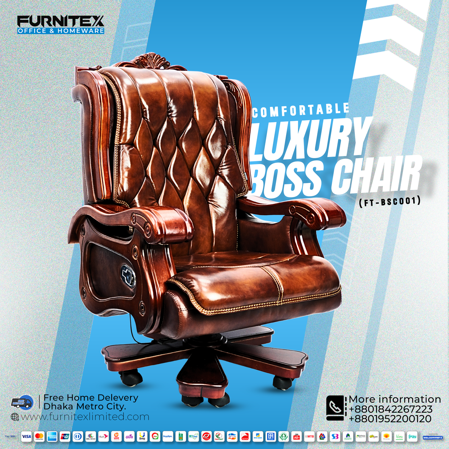 Cowhide Leather Boss Chair Social media post