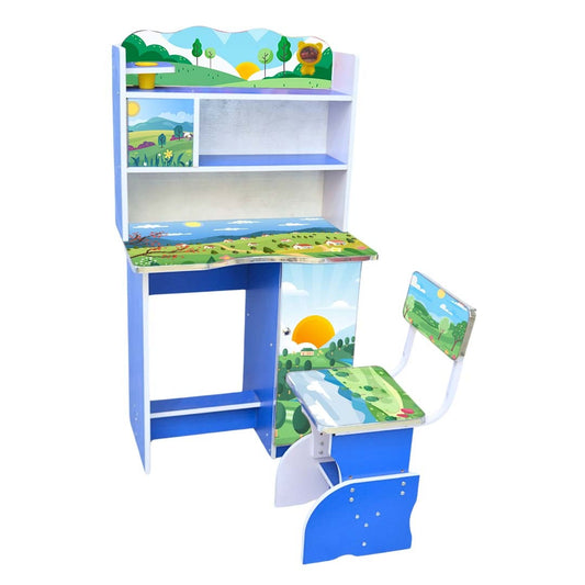 Adjustable Kids Study Table And Chair With Storage Cabinet (FT-KST005)