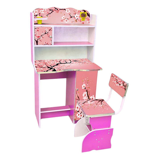 Adjustable Kids Study Table And Chair With Storage Cabinet (FT-KST003)