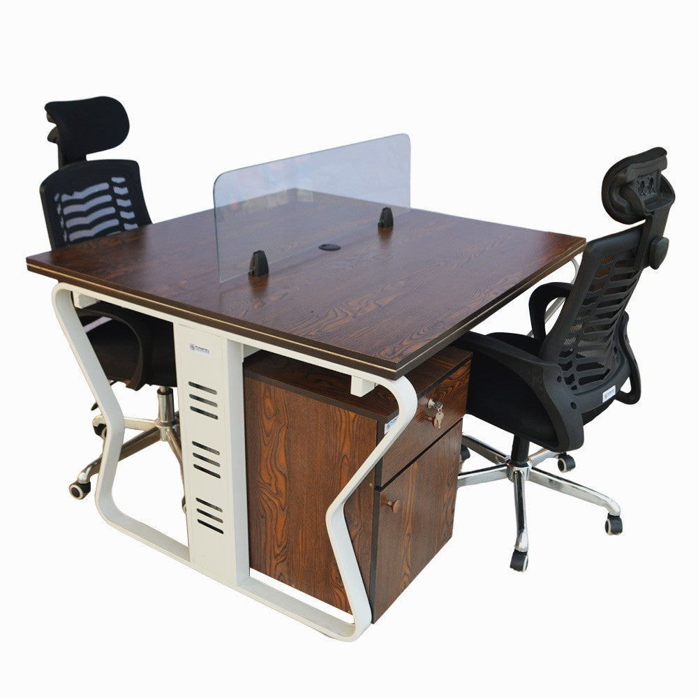 Workstation Office Table for 2 Person with Front Table(FT-001) White