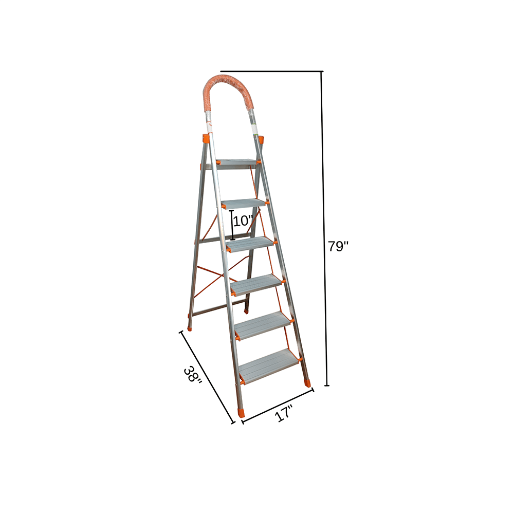 Imported 6 Steps Aluminum Folding Multi-Purpose Extension Ladder with Non-slip Handrail (FT-ALL6)