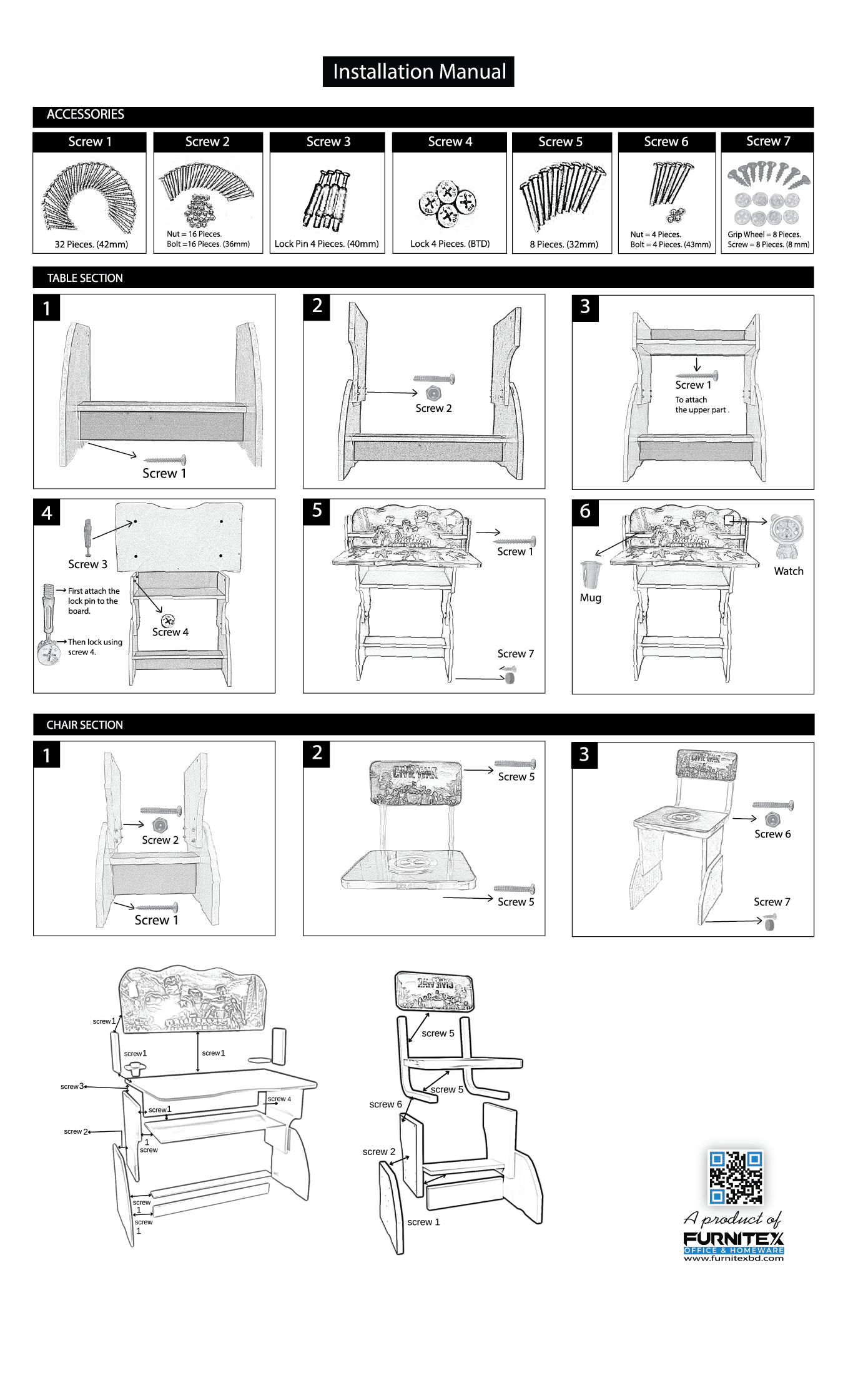 Baby Study Table And Chair (FT- BST02)