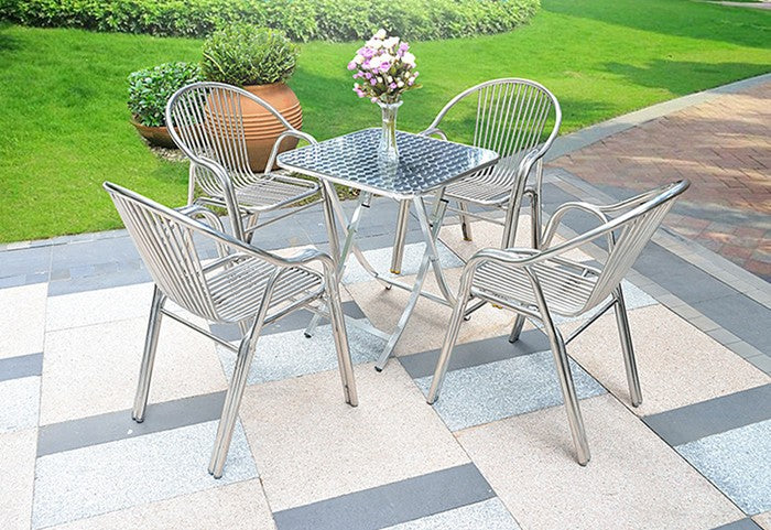 Stainless Steel Garden Table & Chair Combo