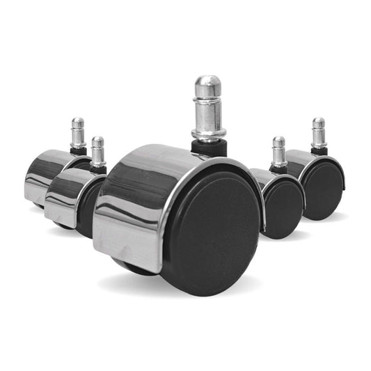 Polished Metal Caster Set x5 for Hydraulic Chair